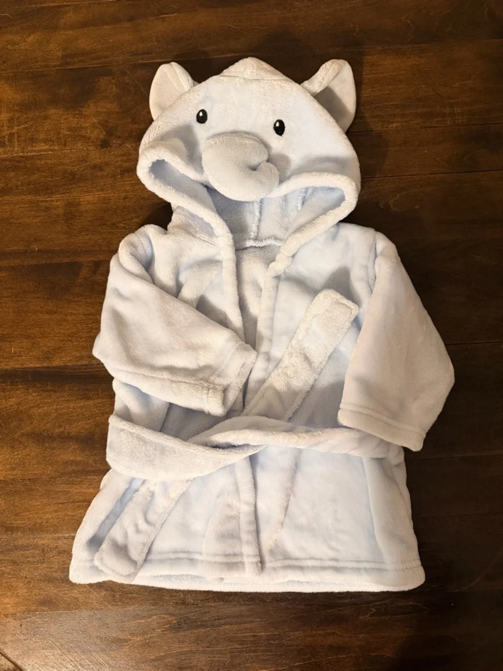 Plush Elephant Hooded Kids Robe - Light Blue